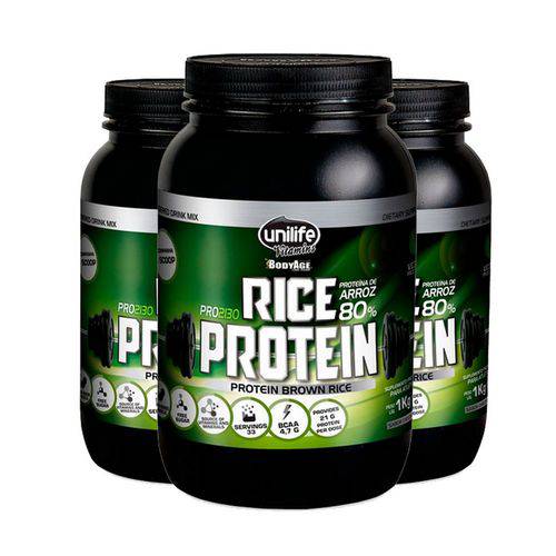 Kit 3 Rice Protein Proteína de Arroz Unilife 1kg Chocolate