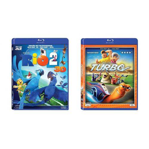 Kit Rio 2 + Turbo - Blu Ray 3d Infantil