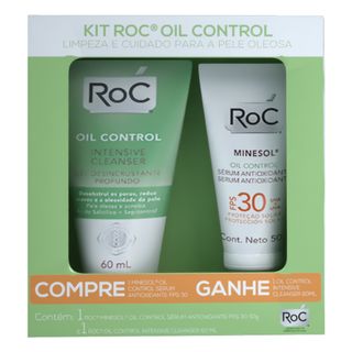Kit Roc - Oil Control Antioxidante Sérum FPS30 + Oil Control Intensive Cleanser Kit