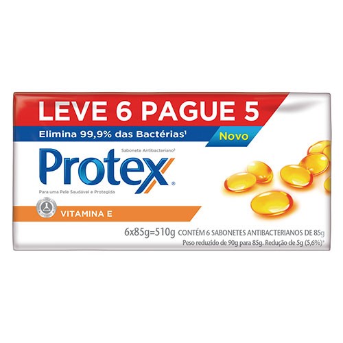 Kit Sabonete em Barra Protex Vitamina e 85g Leve 6 Pague 5