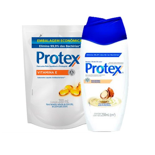 Kit Sabonete Líquido Protex Pro Hidrata 250ml + Refil Vitamina e 200ml