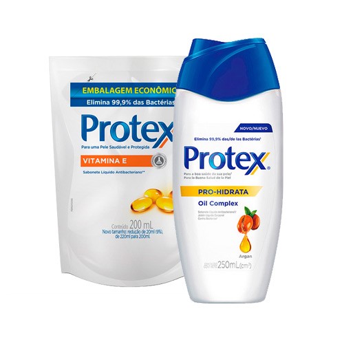 Kit Sabonete Líquido Protex Pro Hidrata Pl Argan Sl 250ml + Refil Vitamina e 200ml
