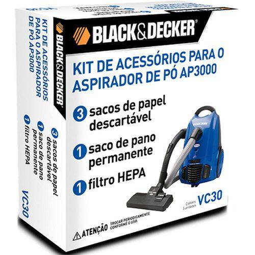 Kit Sacos e Filtro para Aspirador Black & Decker AP3000 VC30