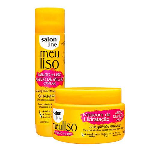 Kit Salon Line Meu Liso Amido de Milho Capilar Shampoo 300ml + Máscara de Tratamento 300g
