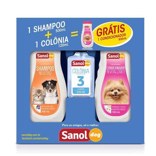 Kit Sanol Dog Shampoo, Colônia e Condicionador para Cães