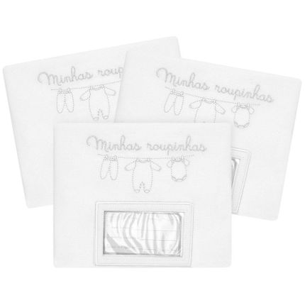 Kit 3 Saquinhos para Maternidade Minhas Primeiras Roupinhas Branco - Petit