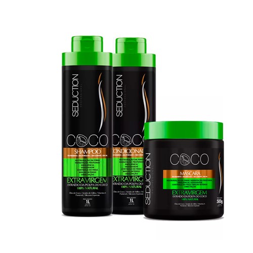 Kit Seduction Shampoo + Condicionador 1000ml + Máscara Óleo de Coco 500g