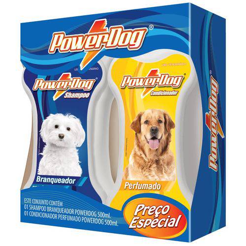 Kit Shampo para Cães Branqueador + Cond Powerdog 500 Ml