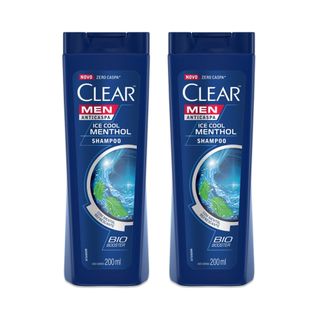 Kit Shampoo Anticaspa Clear Men Ice Cool Mentol 200ml 2 Unidades