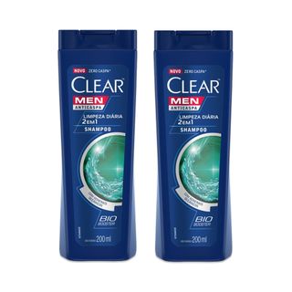 Kit Shampoo Anticaspa 2 em 1 Clear Men 200ml 2 Unidades