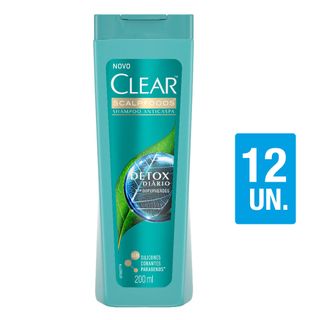 Kit Shampoo Clear Women Anticaspa Detox Diario 200ml com 12UN