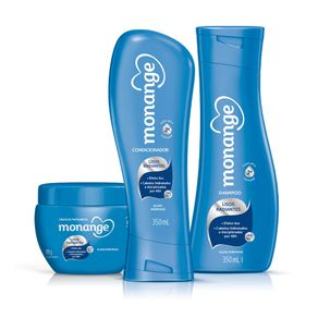 Kit Shampoo, Condicionador e Creme de Tratamento Monange Lisos Radiantes com 350ml