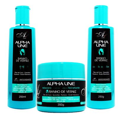Kit Shampoo Condicionador Máscara Banho de Verniz - Alpha Line