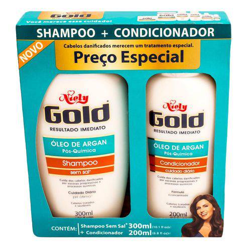 Kit Shampoo + Condicionador Niely Gold Pós Química
