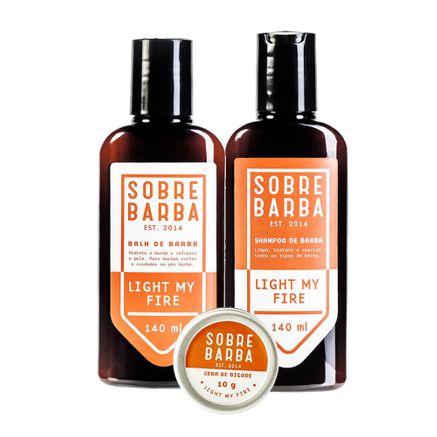 Kit Shampoo de Barba + Balm e Cera de Bigode Light My Fire Sobrebarba