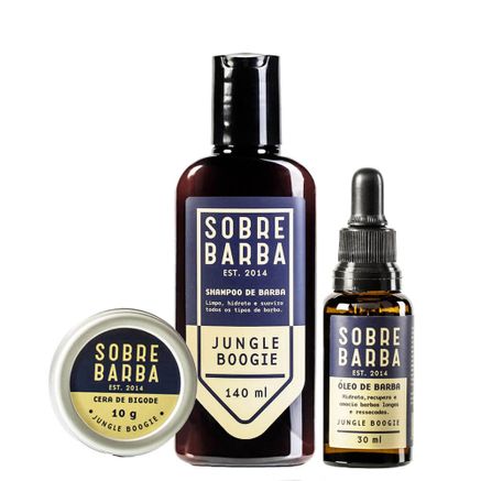 Kit Shampoo de Barba + Óleo e Cera de Bigode Jungle Boogie Sobrebarba