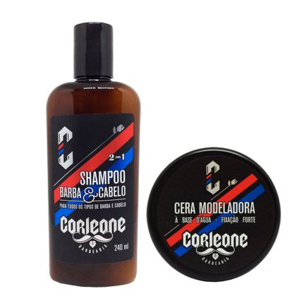 Kit Shampoo e Cera Modeladora à Base de Água Corleone