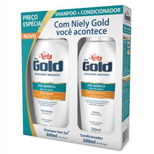 Kit Shampoo e Condicionador Niely Gold Pós Química