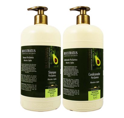 Kit Shampoo e Condicionador Pós Química Abacate e Jojoba 1L - Bio Extratus