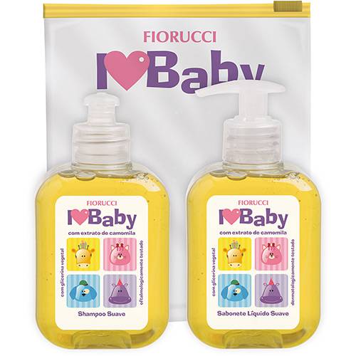 Kit Shampoo Fiorucci I Love Baby 250ml + Sabonete Líquido 250ml + Necessaire Envelope