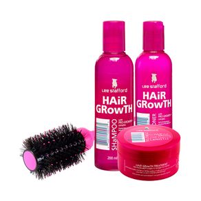 Kit Shampoo Hair Growth 200ml + Condicionador Hair Growth 200ml + Máscara Hair Growth Treatment 200ml + Escova Modeladora My Big Fat Silky Smoother
