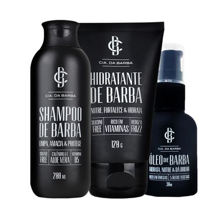 Kit Shampoo + Hidratante + Óleo de Barba Cia da Barba