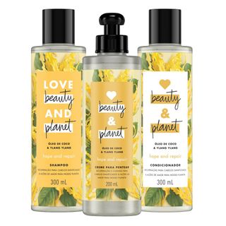 Kit Shampoo Hope And Repair Love Beauty And Planet + Condicionador + Creme para Pentear Leve + Pague -