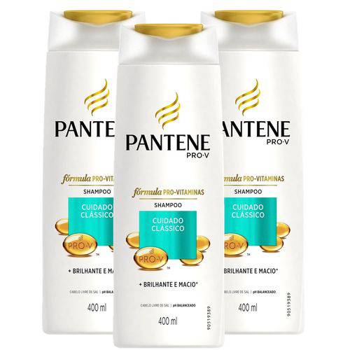 Kit 3 Shampoo Pantene Cuidado Clássico 400ml