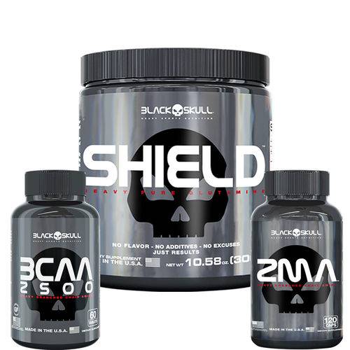 Kit Shield + Bcaa + Zma - Black Skull
