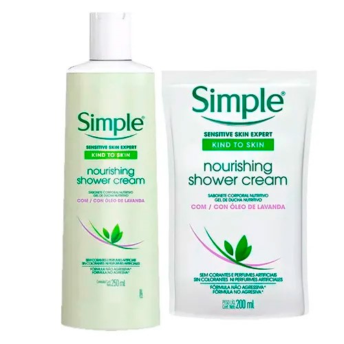 Kit Simple Nourishing Shower Cream Sabonete Líquido Corporal 250ml + Refil 250ml