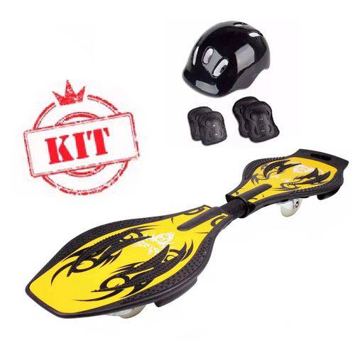 Kit Skate Boy Radical Amarelo Kit Proteção Preto Kcp-02 Fênix