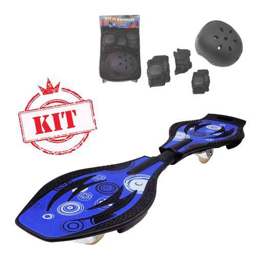 Kit Skate Boy Radical Azul com Mega Kit Proteção Forth Premium Fênix