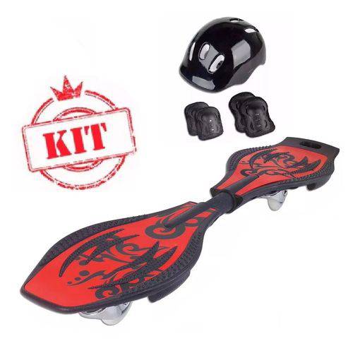 Kit Skate Boy Radical Vermelho Kit Proteção Preto Kcp-02 - Fênix