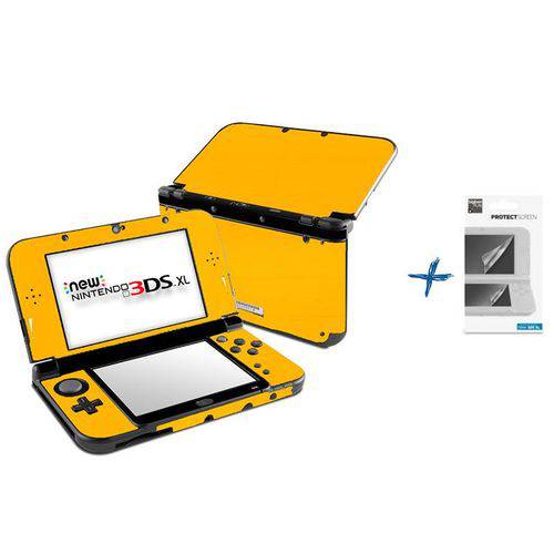 Kit Skin Adesivo Protetor New Nintendo 3DS XL+ Películas (Amarelo)