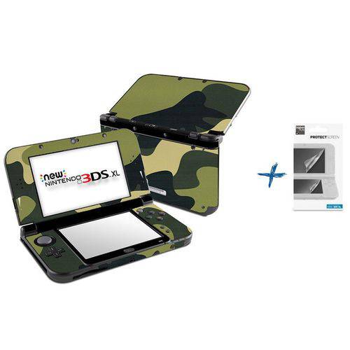 Kit Skin Adesivo Protetor New Nintendo 3DS XL+ Películas (Camuflagem)