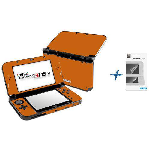 Kit Skin Adesivo Protetor New Nintendo 3DS XL+ Películas (Laranja)