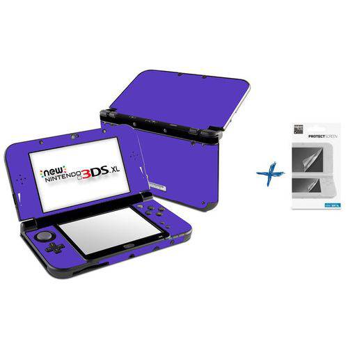 Kit Skin Adesivo Protetor New Nintendo 3DS XL+ Películas (Roxo)