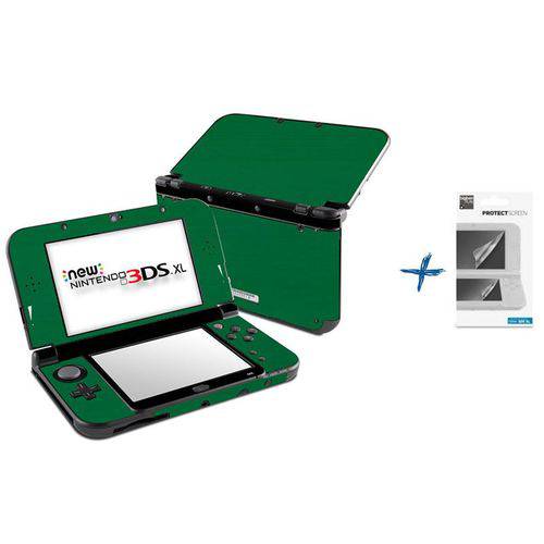 Kit Skin Adesivo Protetor New Nintendo 3DS XL+ Películas (Verde)