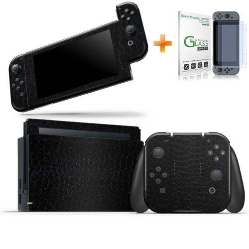 Kit Skin Adesivo Protetor Nintendo Switch + Película de Vidro (Couro)