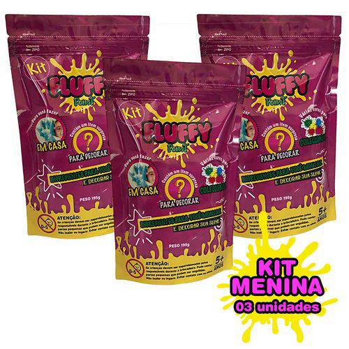 Kit Slime Fluffy Point TÊ PUFF 3 Unidades