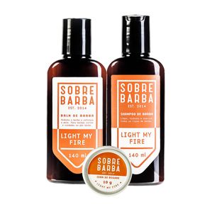 Kit Sobrebarba Light My Fire Shampoo, Balm e Cera (3 Produtos) Conjunto