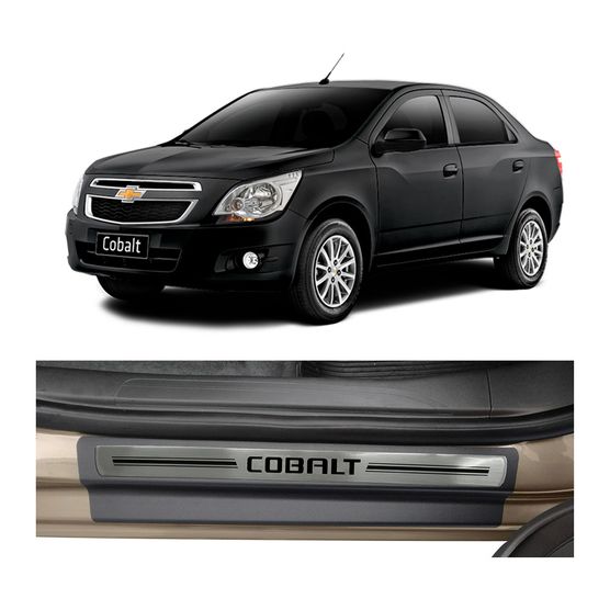Kit Soleira Chevrolet Cobalt Premium Aço Escovado Resinado 2012 a 2015 4