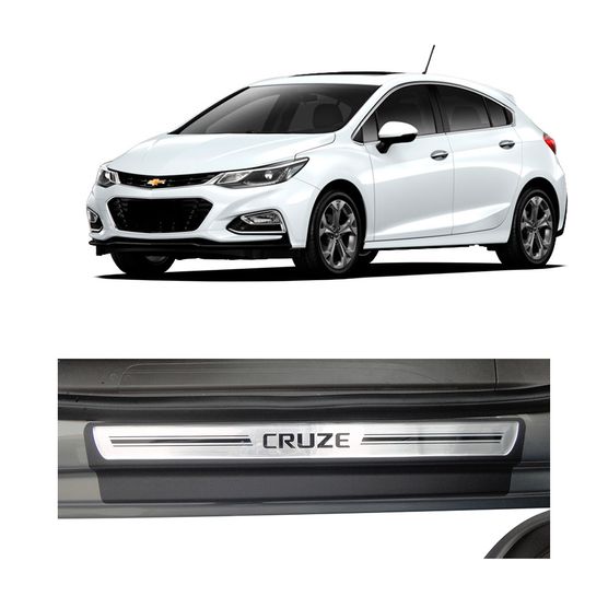 Kit Soleira Chevrolet Cruze Premium Aço Escovado Resinado 2012 a 2015 4