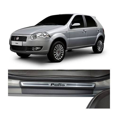 Kit Soleira Fiat Palio Premium Aço Escovado Resinado 1996 a 2011 4 Portas