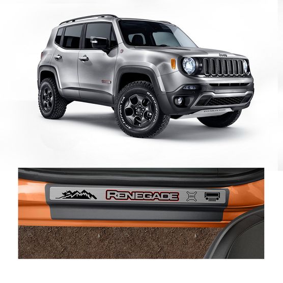 Kit Soleira Jeep Renegade Premium Aço Escovado Resinado 2015 4 Portas