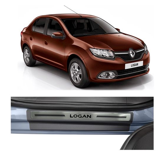 Kit Soleira Renault Logan Premium Aço Escovado Resinado 2014 a 2015 4