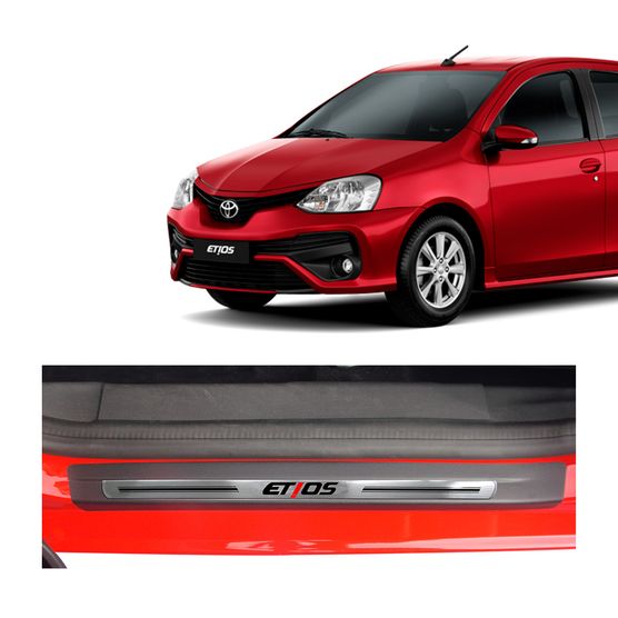 Kit Soleira Toyota Etios Premium Aço Escovado Resinado 2013 a 2015 4