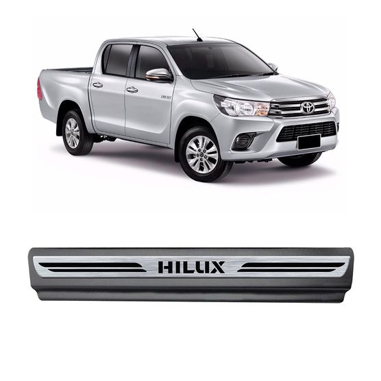 Kit Soleira Toyota Hilux Premium Aço Escovado Resinado 2016 4