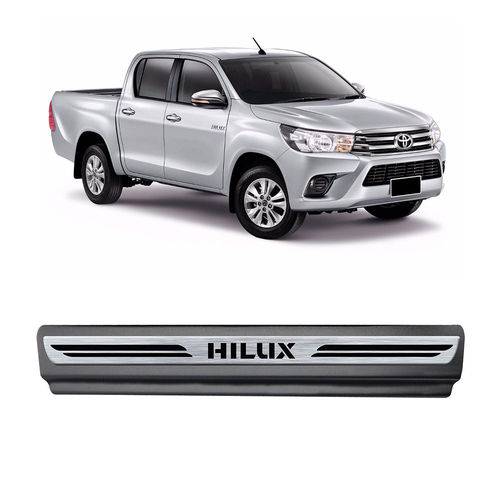 Kit Soleira Toyota Hilux Premium Aço Escovado Resinado 2016