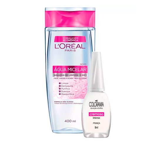 Kit Solução de Limpeza Facial L'Oréal 400ml Ganhe Esmalte Colorama Franca